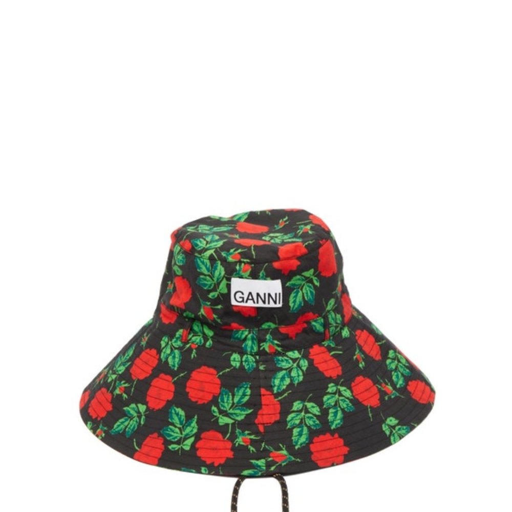 Rose Print Draw Cord Hat